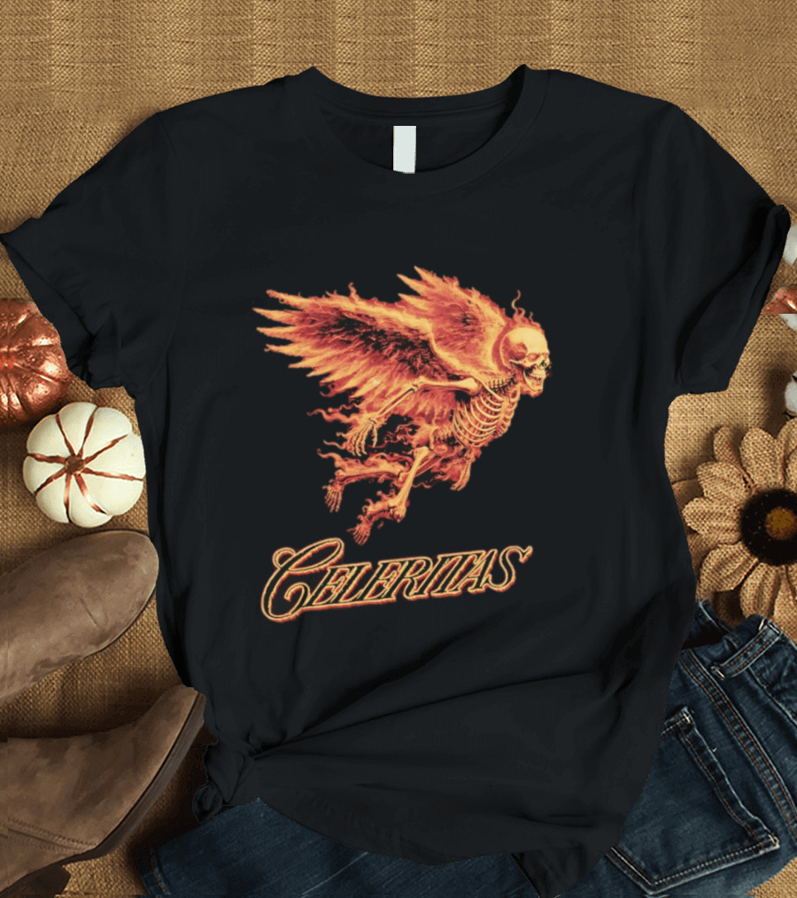 Celeritas Flaming Angel Skeleton Wings 2026 Speed T-Shirt