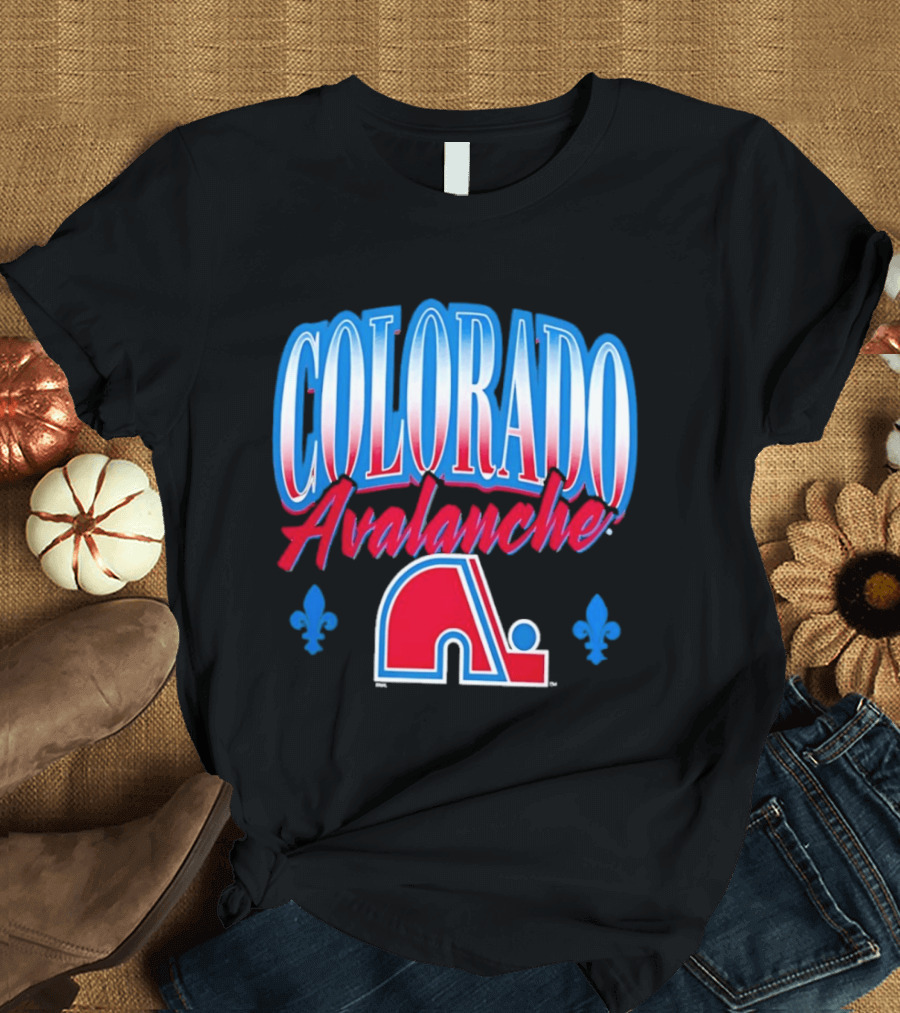 Colorado Avalanche Nordiques Quebec Fleur De Lis Vintage NHL Hockey T-Shirt