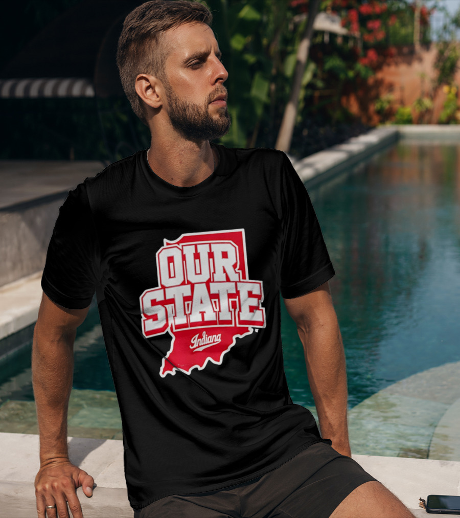 Our State Indiana Red Map College Sports Indiana T-Shirt