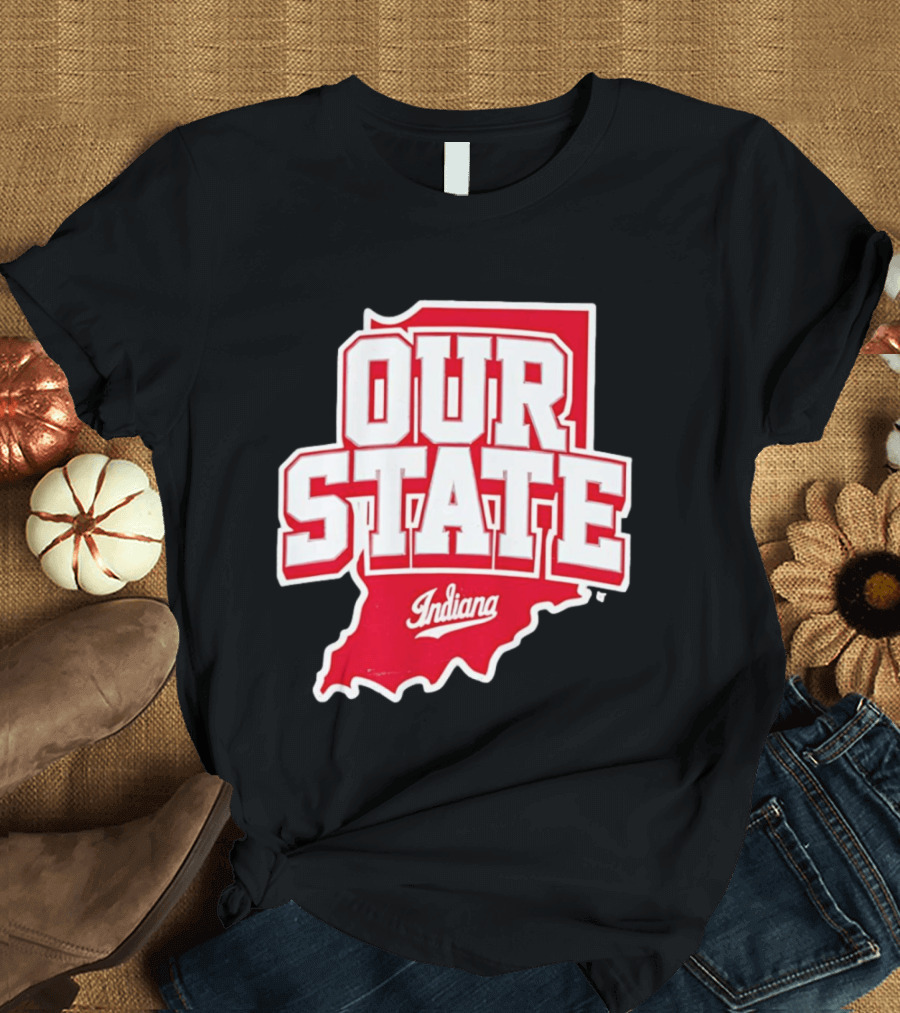 Our State Indiana Red Map College Sports Indiana T-Shirt