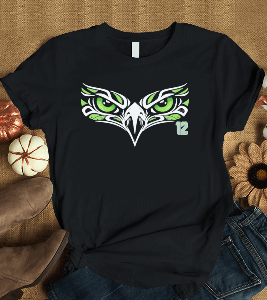 Seattle Seahawks City Hawk Eye Symbol 12th Man T-Shirt