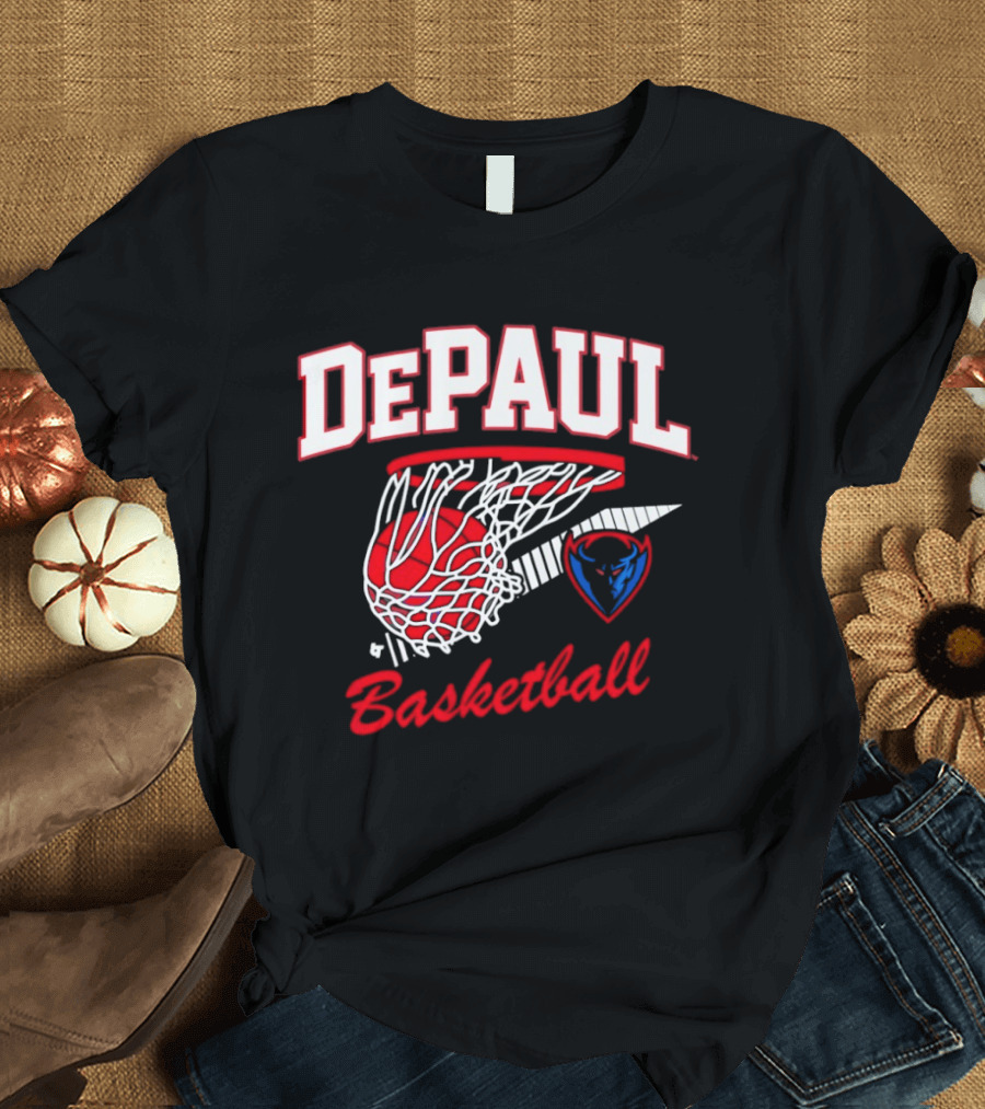 DePaul Blue Demons Basketball Hoop Throwback T-Shirt