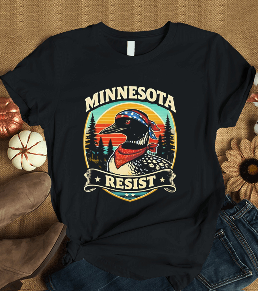 Minnesota Loons Resist Vintage American Bandana And Sunset T-Shirt