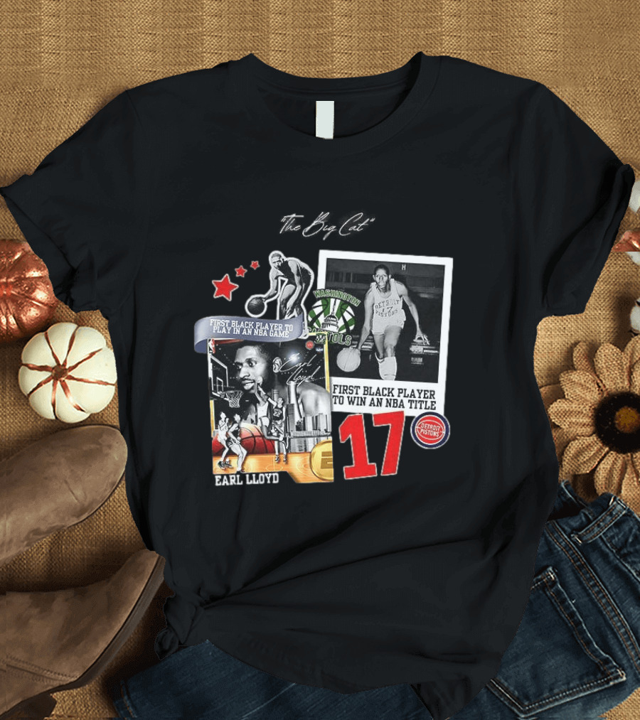 Earl Lloyd First Black Player Detroit Pistons Washington Capitols NBA Title 17 T-Shirt