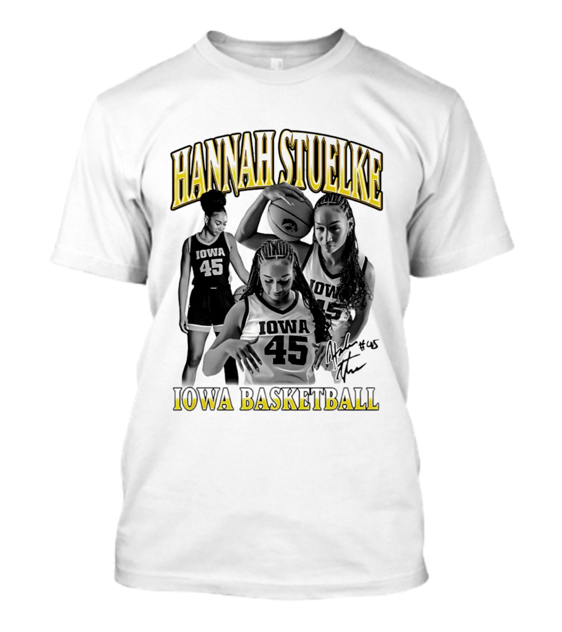 Hannah Stuelke Iowa Basketball #45 Player Collage T-Shirt