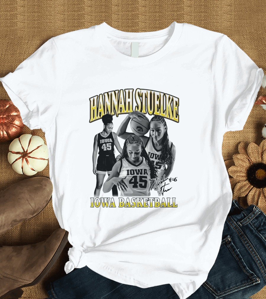 Hannah Stuelke Iowa Basketball #45 Player Collage T-Shirt