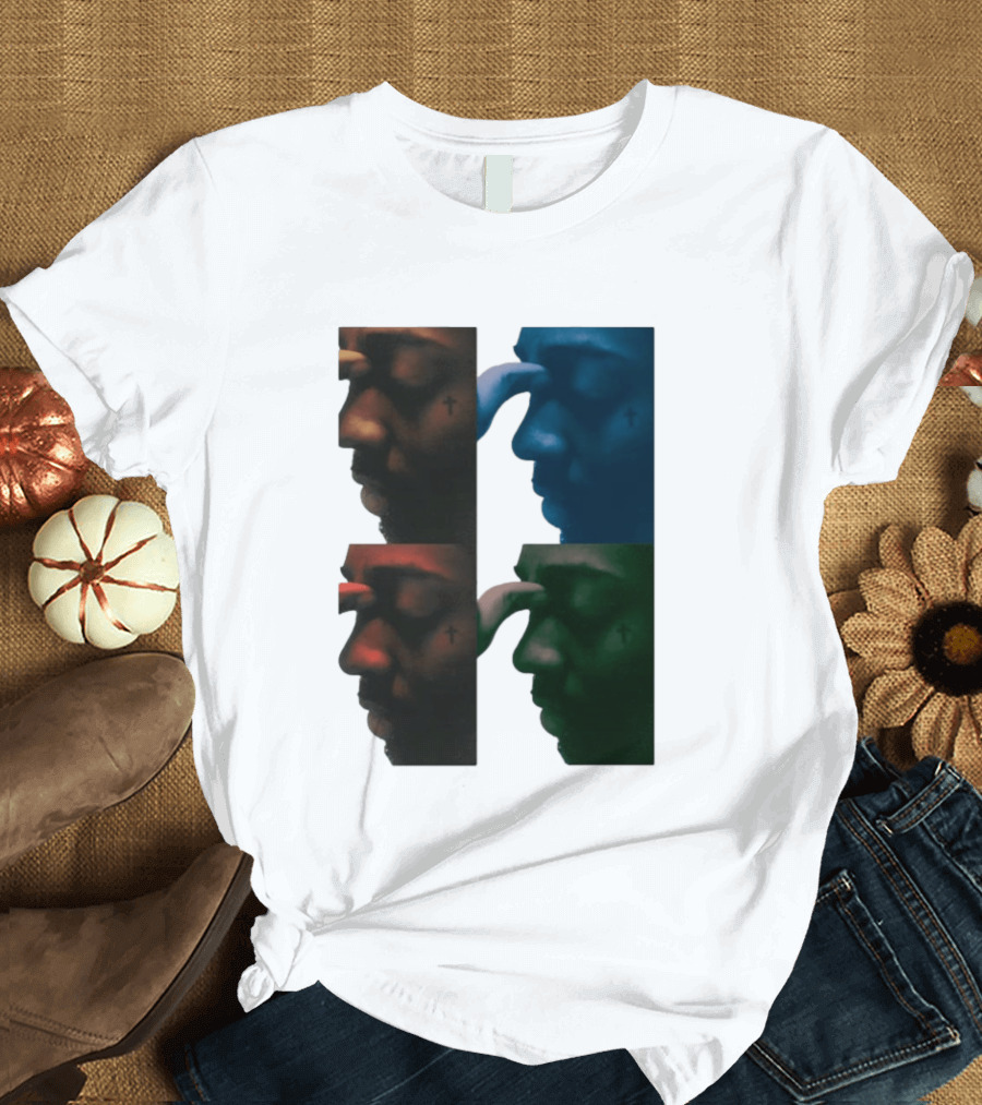 Brent Faiyaz Album Cover Cross Tattoo Four Panel Side Profile T-Shirt