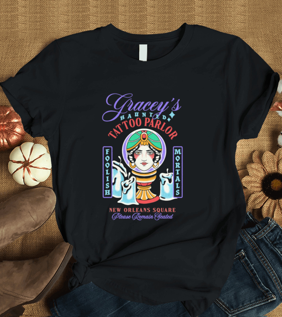 Gracey's Haunted Tattoo Parlor Leota Variant Foolish Mortals New Orleans Square T-Shirt