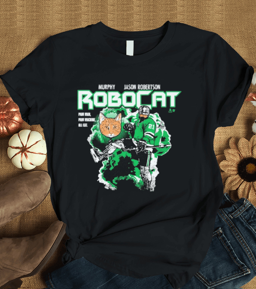 Jason Robertson RoboCat Hockey Player With Cat Head T-Shirt