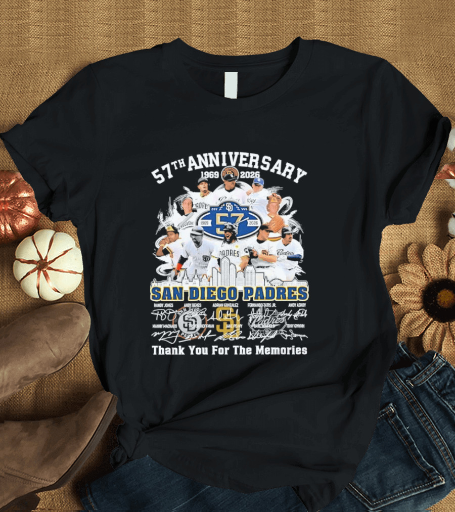 San Diego Padres 57th Anniversary 1969 2026 Thank You For The Memories T-Shirt
