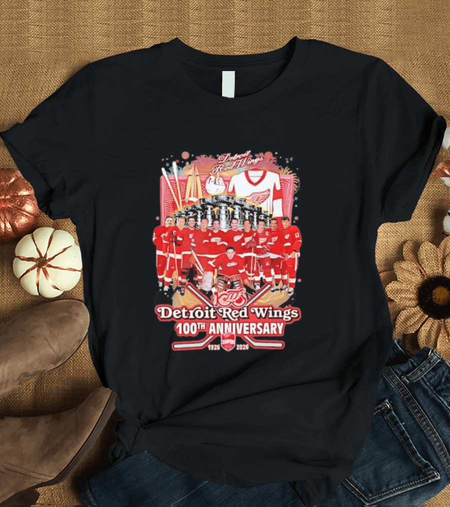 Detroit Red Wings 100th Anniversary 1926 2026 Team Celebration T-Shirt