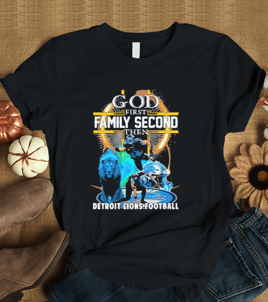 God First Family Second Detroit Lions Football St. Brown & Gibbs T-Shirt