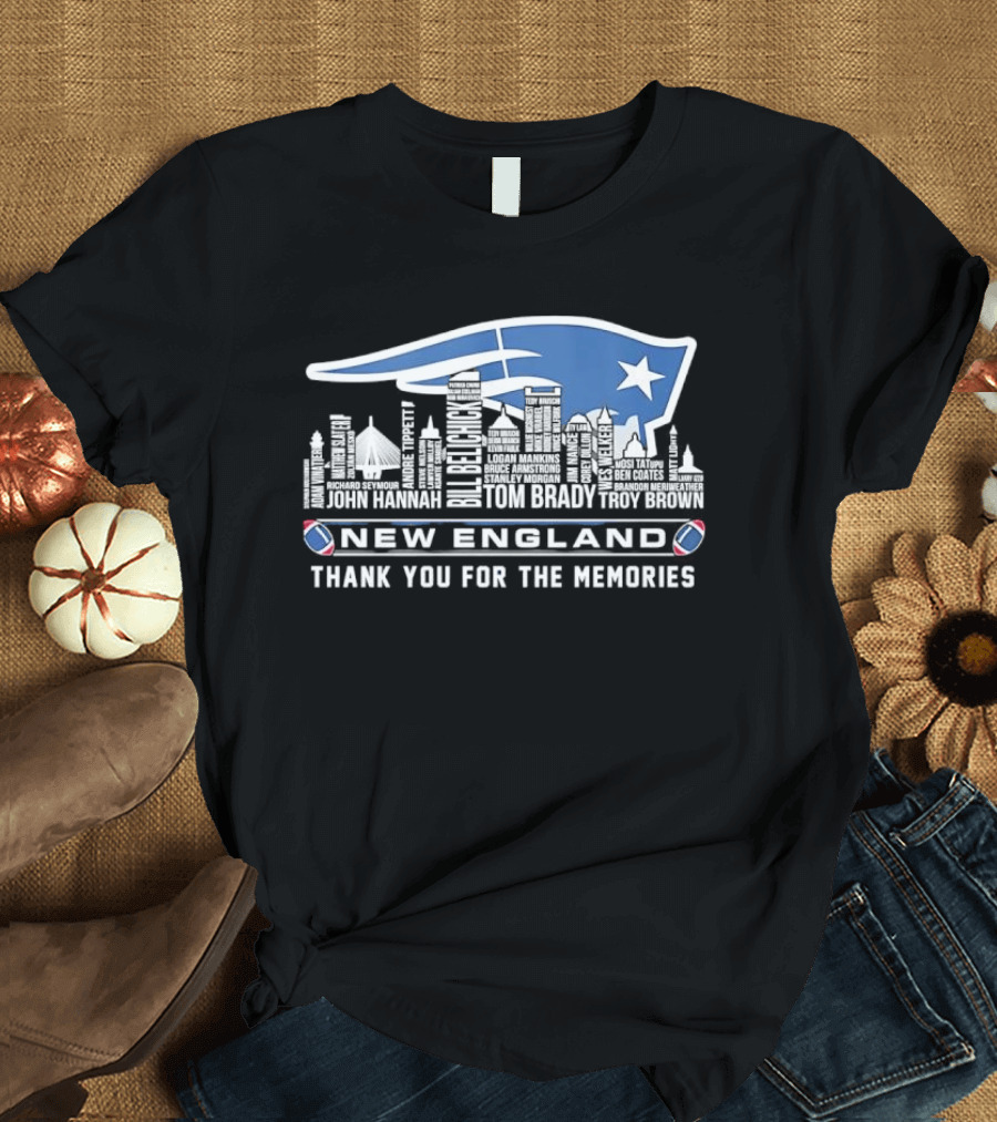 New England Patriots Thank You For The Memories Skyline City Names T-Shirt