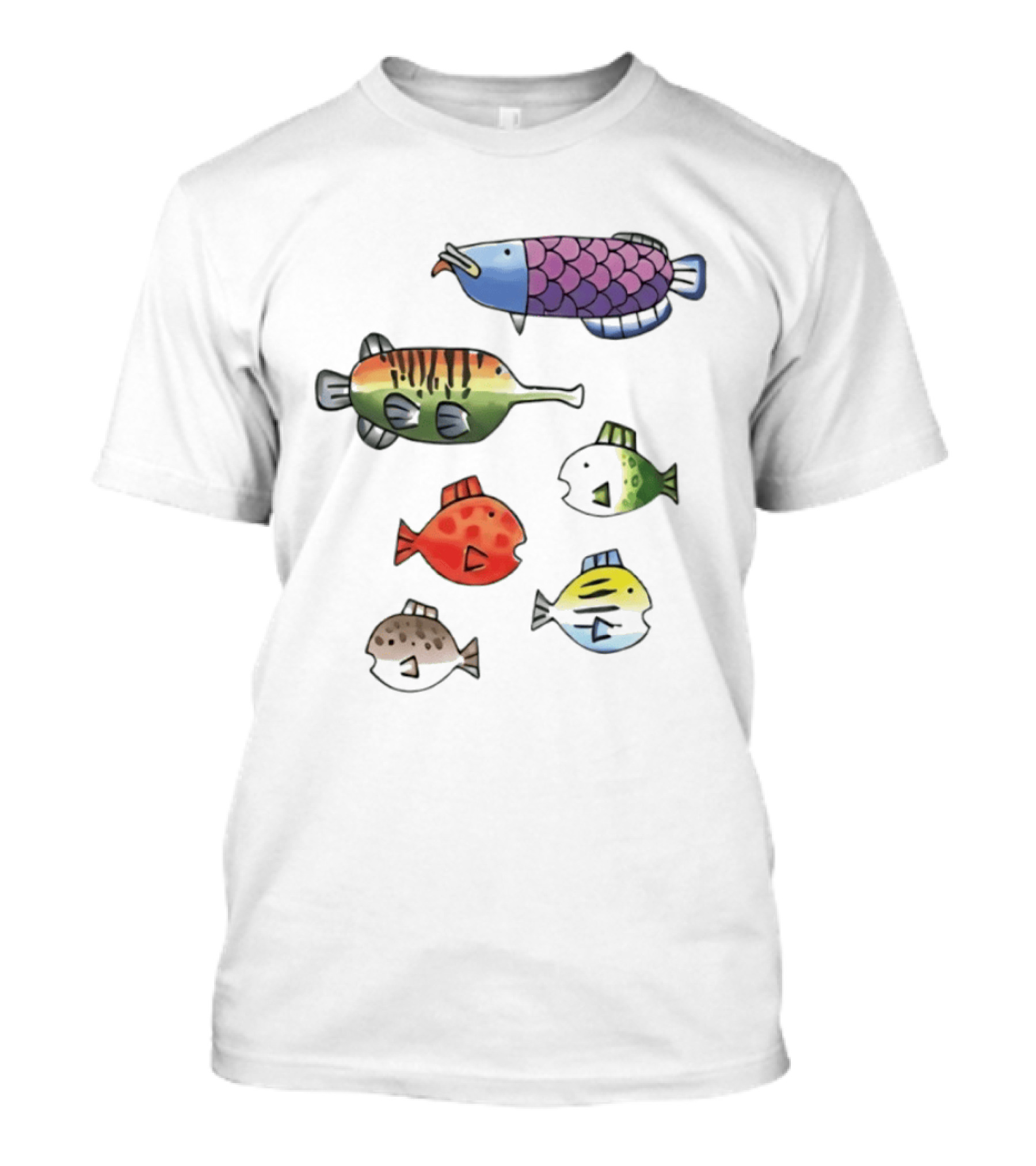 Fishing Minigame Colorful Fish Collection Vibrant Sea Life T-Shirt