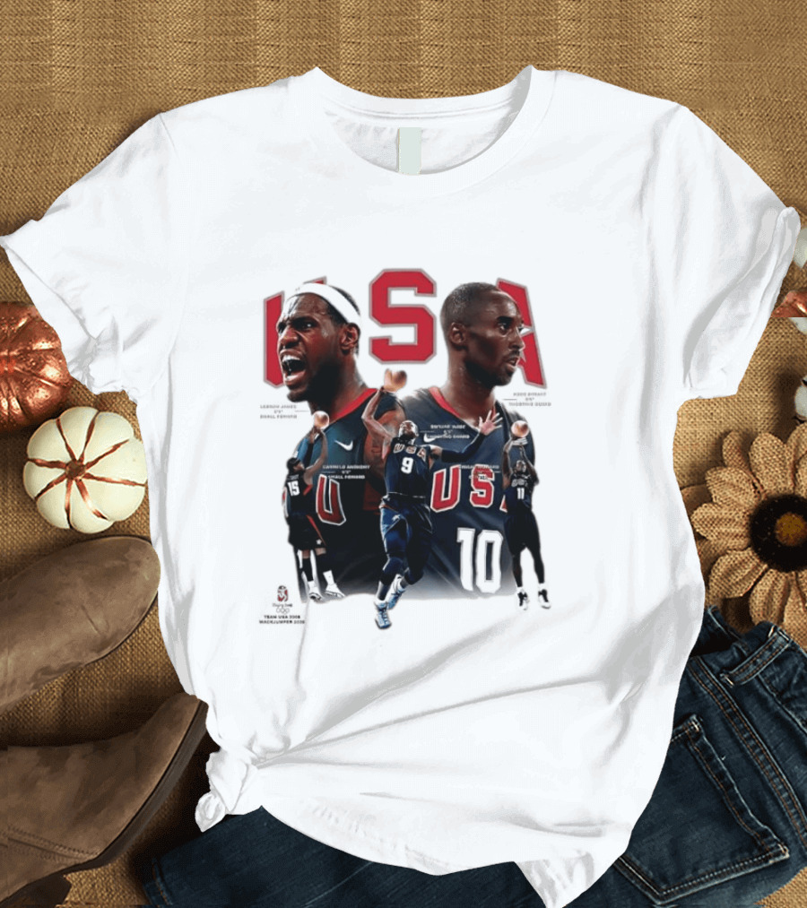 Kobe Bryant LeBron James Dwyane Wade Carmelo Anthony USA Basketball Redeem Team T-Shirt