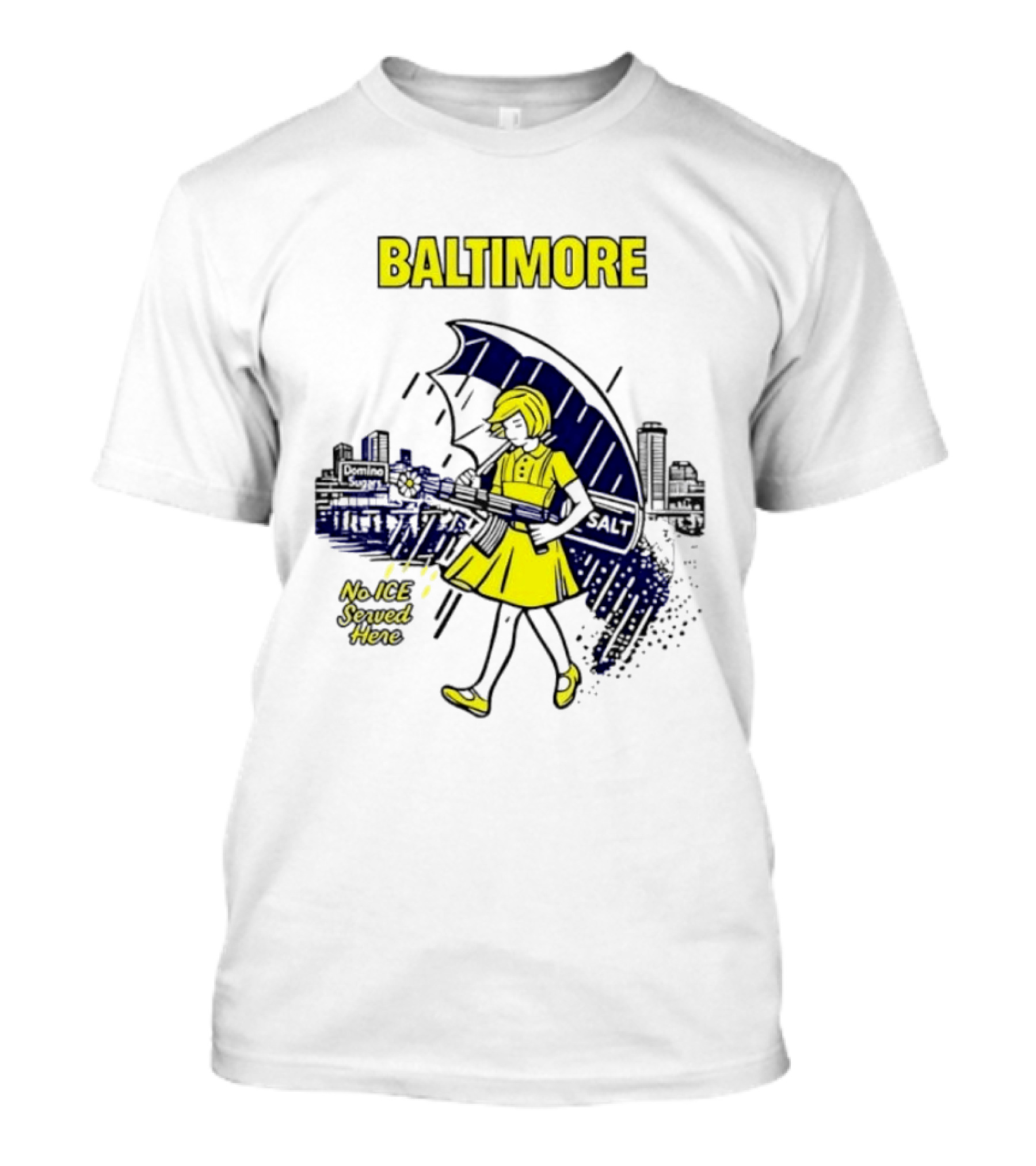 Baltimore No ICE Served Here Salt Umbrella City Skyline T-Shirt
