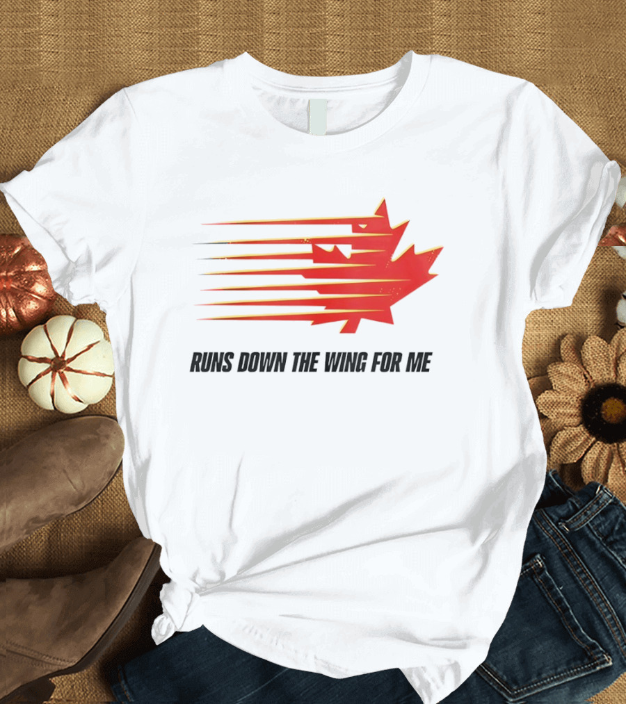 Runs Down The Wing For Me Red Streaks Maple Leaf T-Shirt