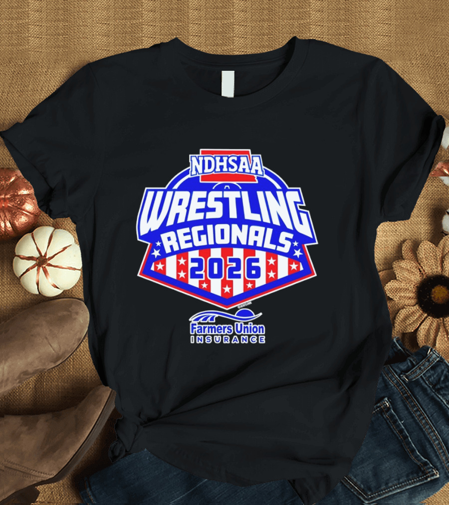 NDHSAA Wrestling Regionals 2026 Farmers Union Insurance T-Shirt