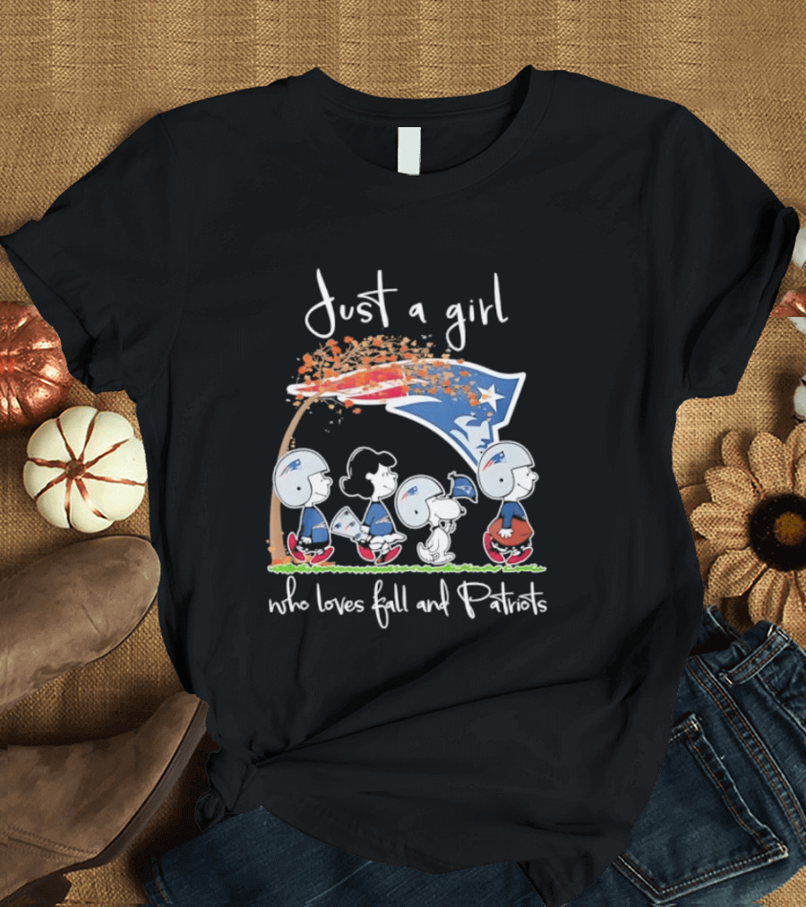 Peanuts Characters Just A Girl Who Loves Fall And Patriots T-Shirt