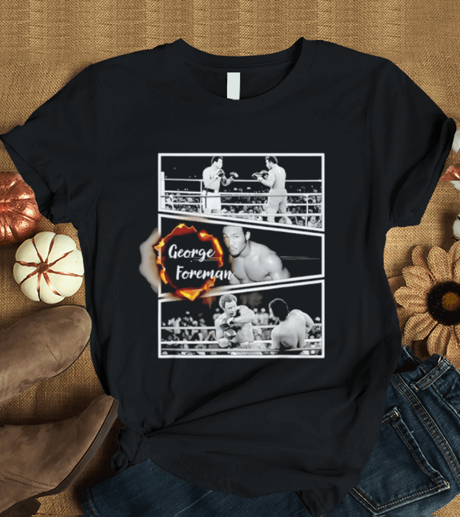 George Foreman Boxing Legend Iconic Fight Moments T-Shirt