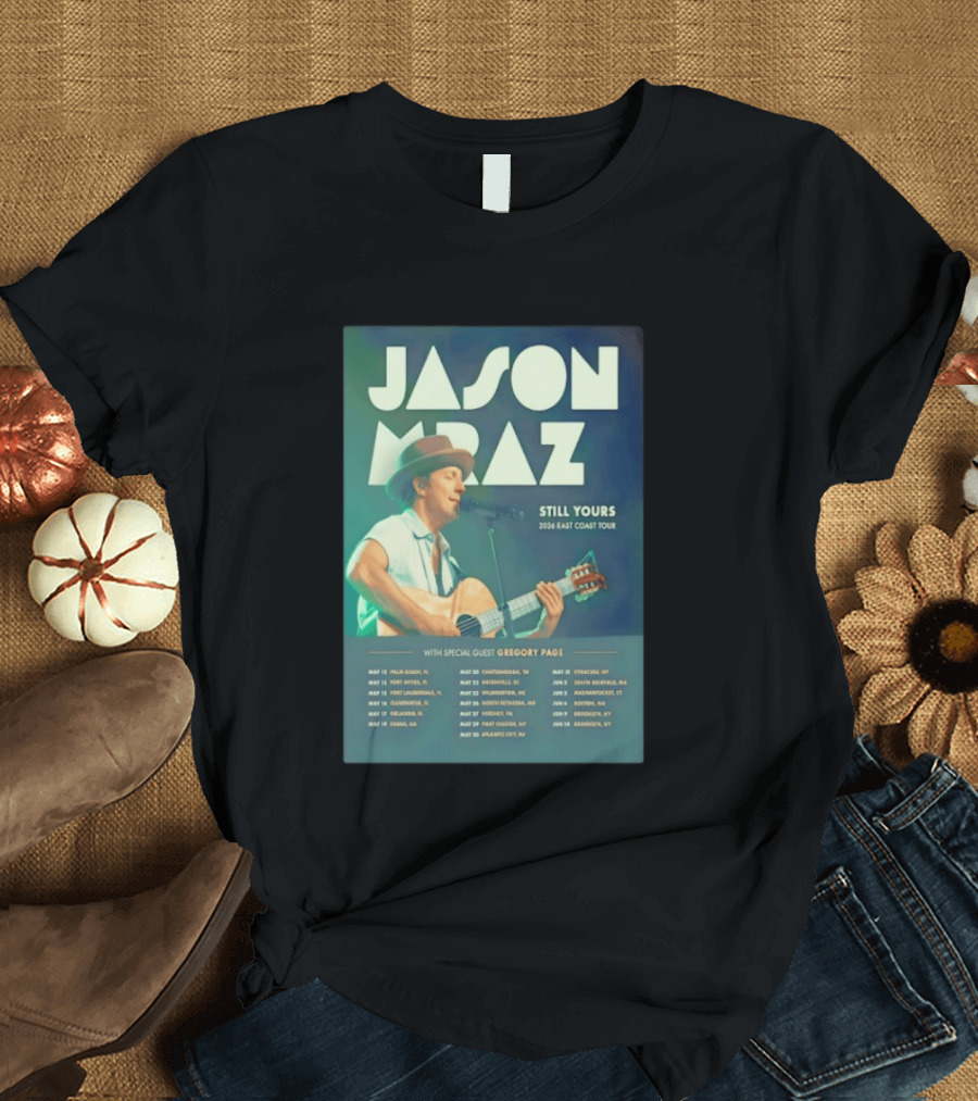 Jason Mraz Still Yours 2026 East Coast Tour Gregory Page Special Guest T-Shirt
