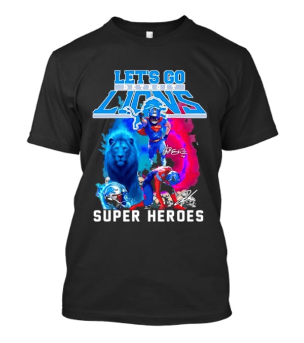 Let's Go Detroit Lions Jahmyr Gibbs Amon Ra St Brown Super Heroes T-Shirt
