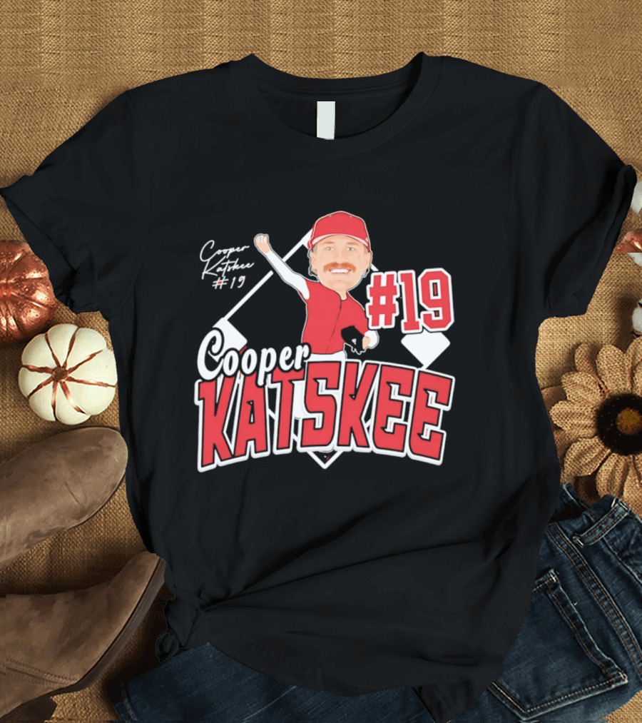 Cooper Katskee #19 Nebraska Baseball Caricature T-Shirt
