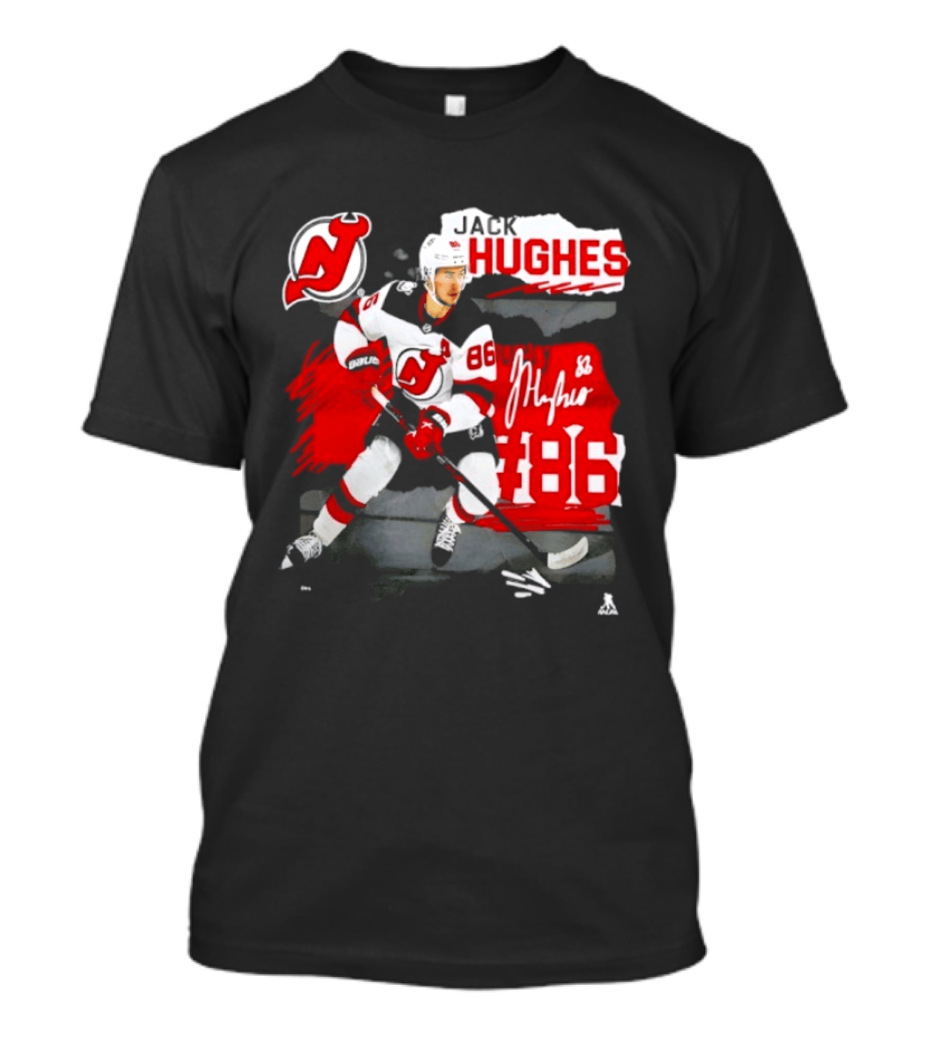New Jersey Devils Jack Hughes 86 Fresh Ice Hockey T-Shirt