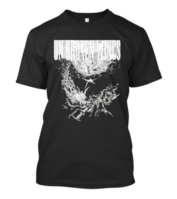 On Broken Wings Fallen Angel White Grunge T-Shirt