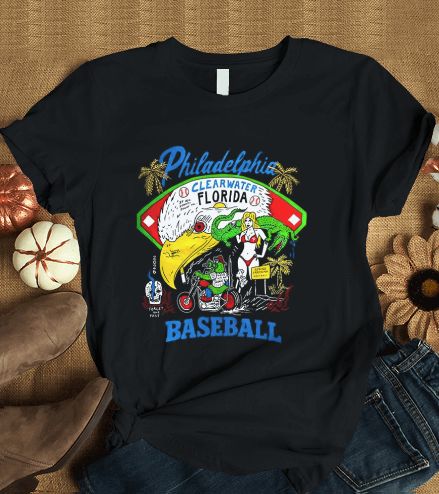 Philadelphia Phillies Clearwater Florida Baseball Alligator Beach Scene 2026 T-Shirt