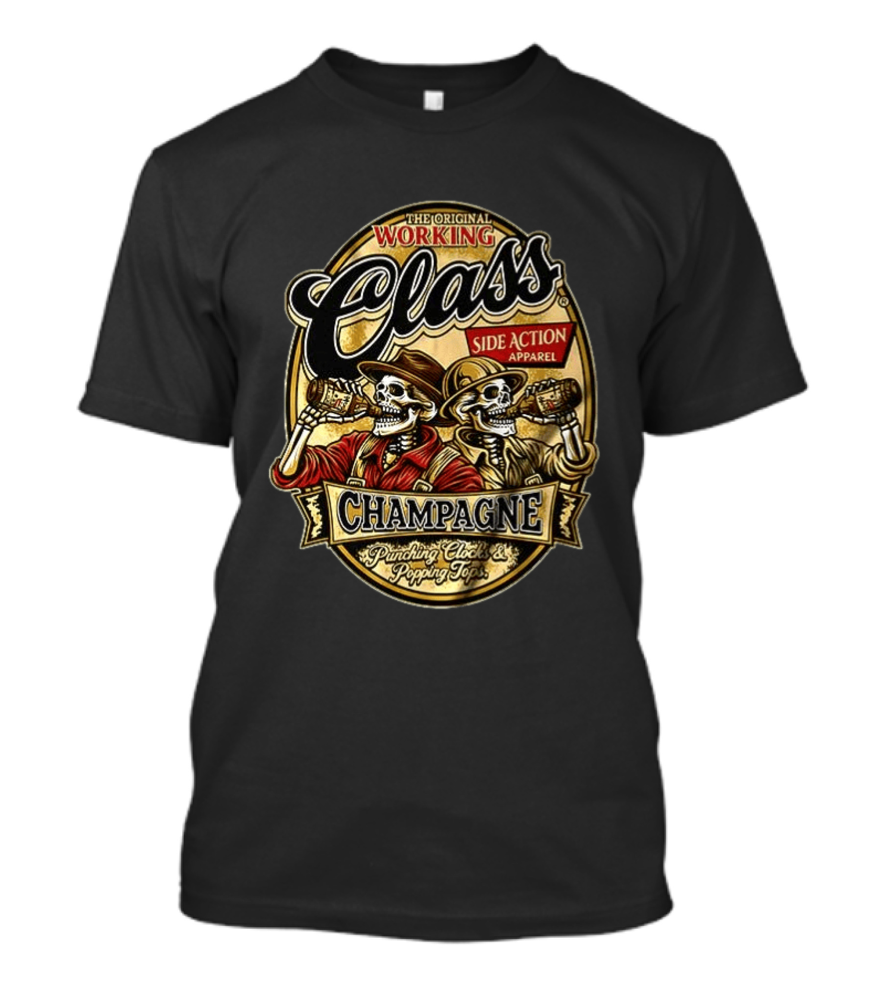 Punks And Skins Ltd Original Working Class Side Action Apparel Champagne Punching S Popping Tops T-Shirt