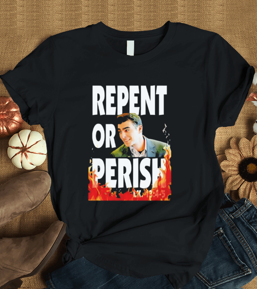 Repent Or Perish Luigi Fire Flame Luke 13:3 5 T-Shirt