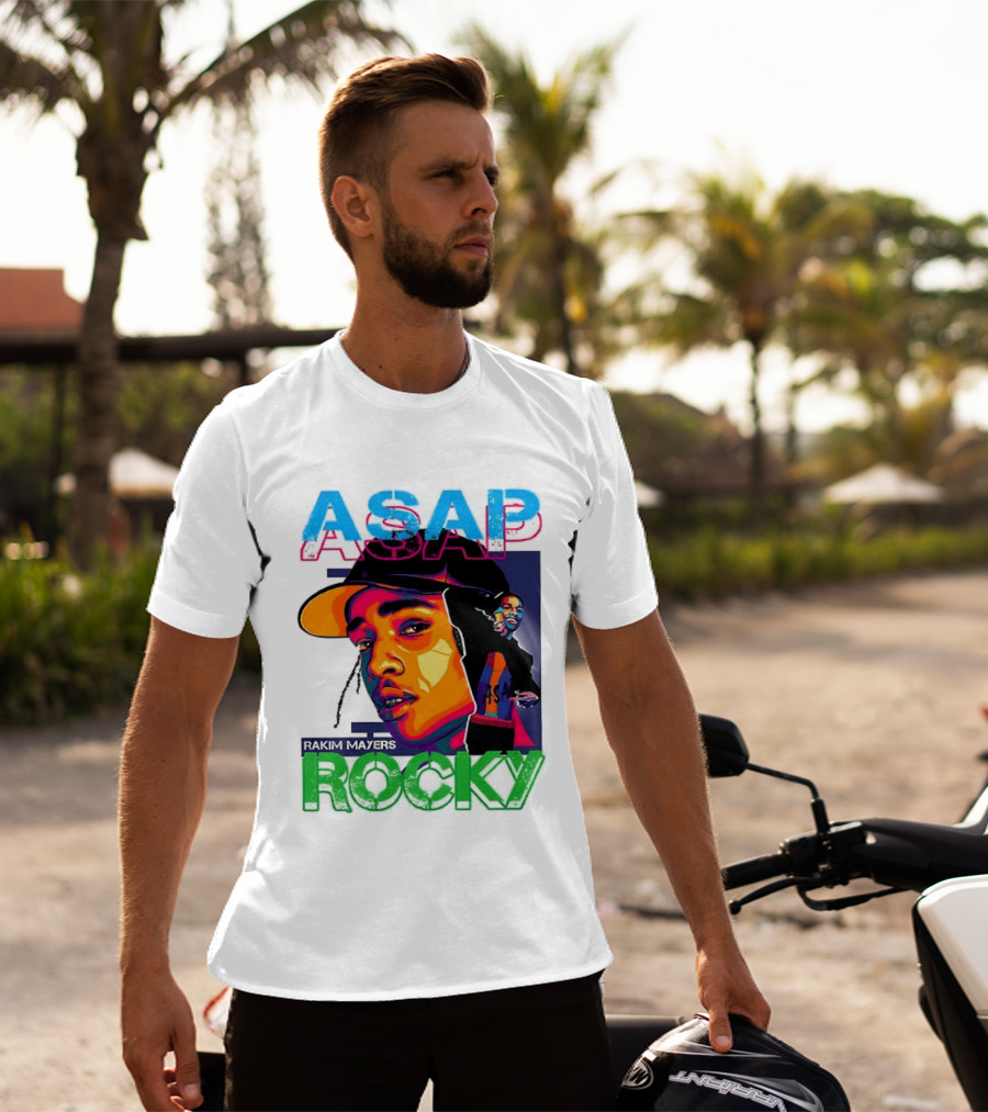 ASAP Rocky Rakim Mayers Hip Hop Street Art Bold Pop Color Aesthetic T-Shirt
