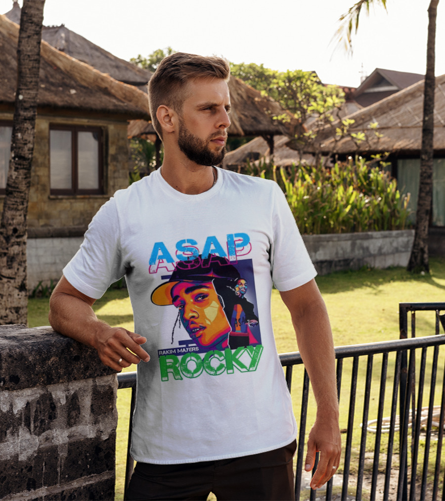 ASAP Rocky Rakim Mayers Hip Hop Street Art Bold Pop Color Aesthetic T-Shirt