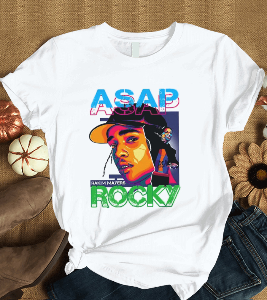 ASAP Rocky Rakim Mayers Hip Hop Street Art Bold Pop Color Aesthetic T-Shirt