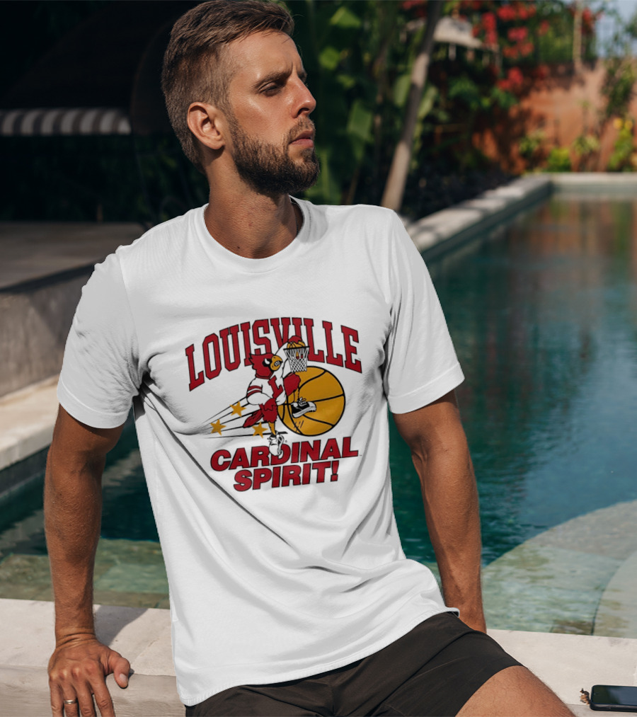 Louisville Cardinal Spirit Basketball Dunking Stars T-Shirt