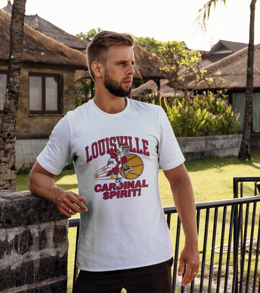 Louisville Cardinal Spirit Basketball Dunking Stars T-Shirt