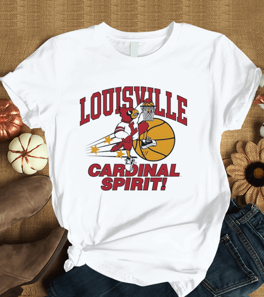 Louisville Cardinal Spirit Basketball Dunking Stars T-Shirt