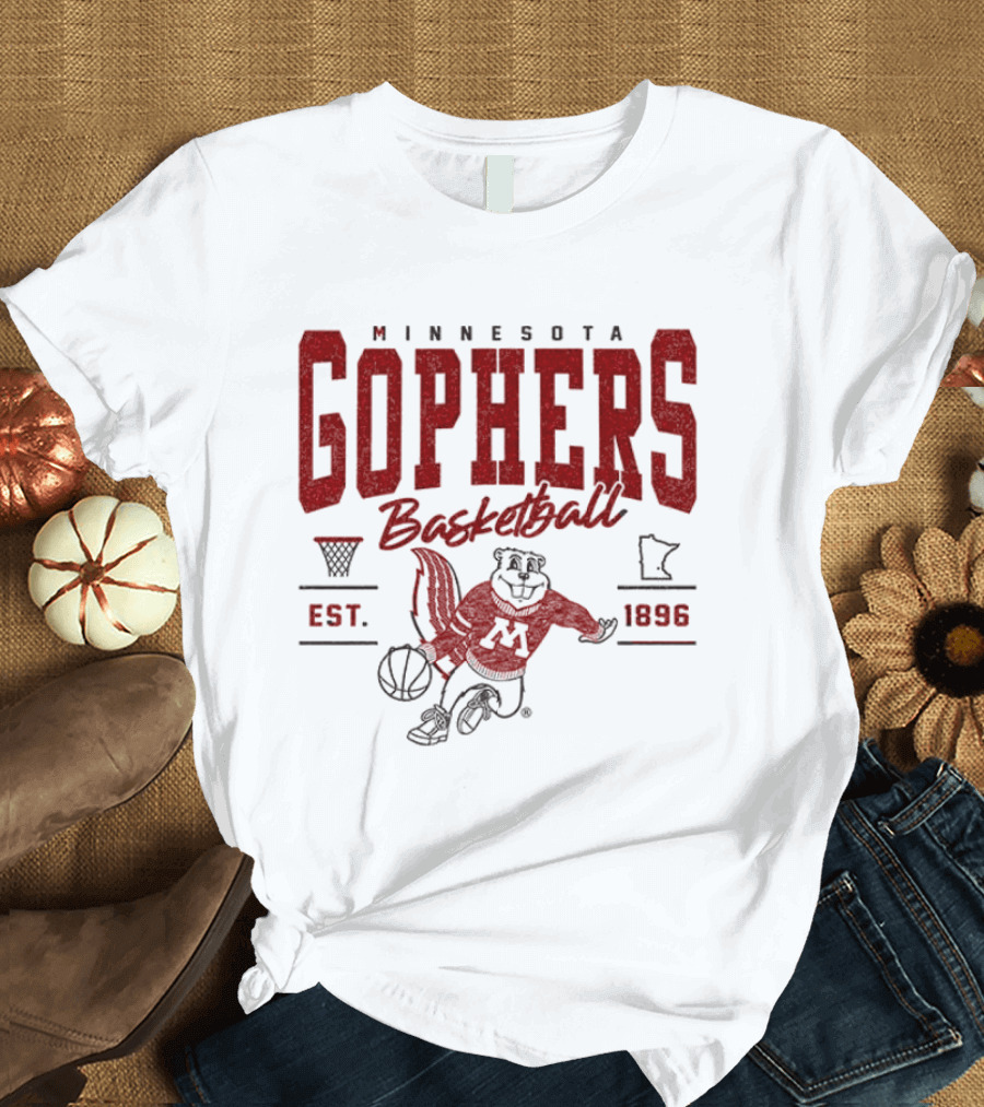 Minnesota Gophers Basketball Est 1896 Goldy Gopher Dribbling Ball T-Shirt
