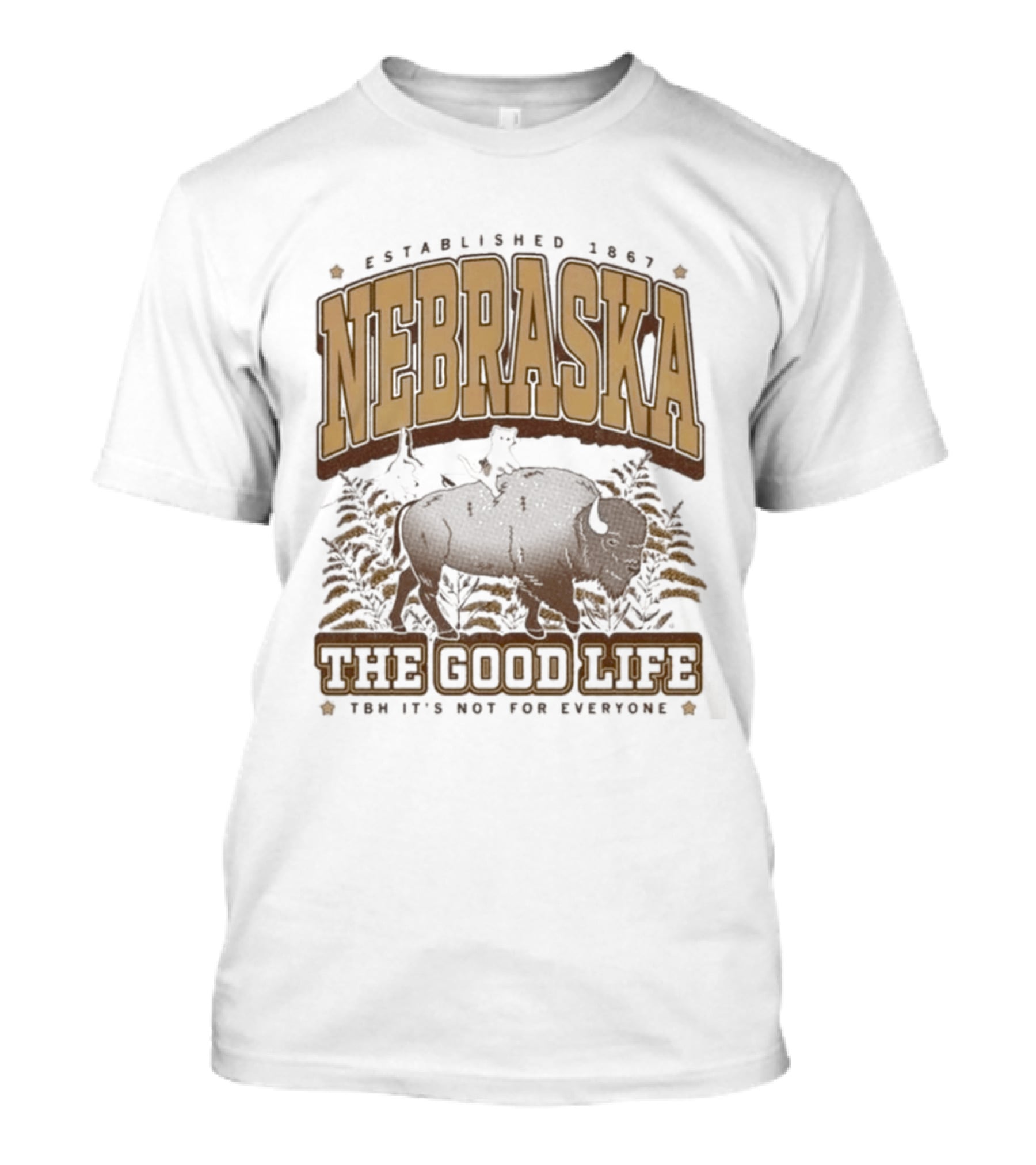 Nebraska Established 1867 Bison The Good Life Now It's Not For Everyone T-Shirt