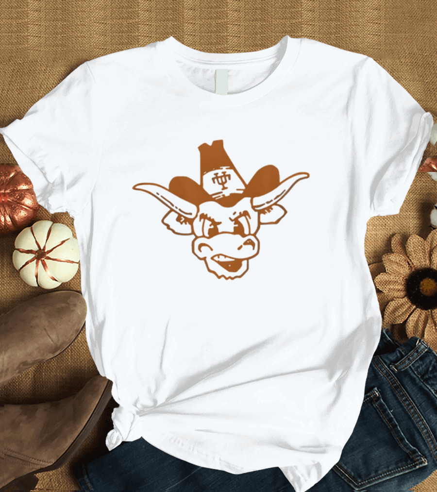 Texas Longhorns Scowling Bull Cowboy Hat Orange T-Shirt