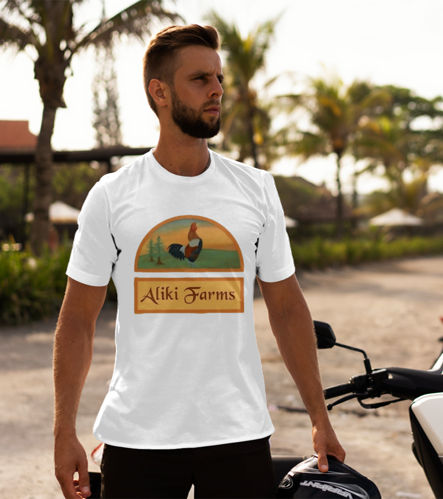 Aliki Farms Rooster Scene With Trees T-Shirt
