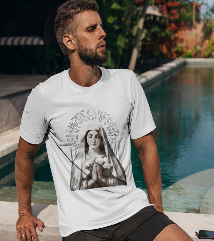 Virgin Mary With White Roses Holy Mary Mother Of Us Pray For Us Gothic T-Shirt