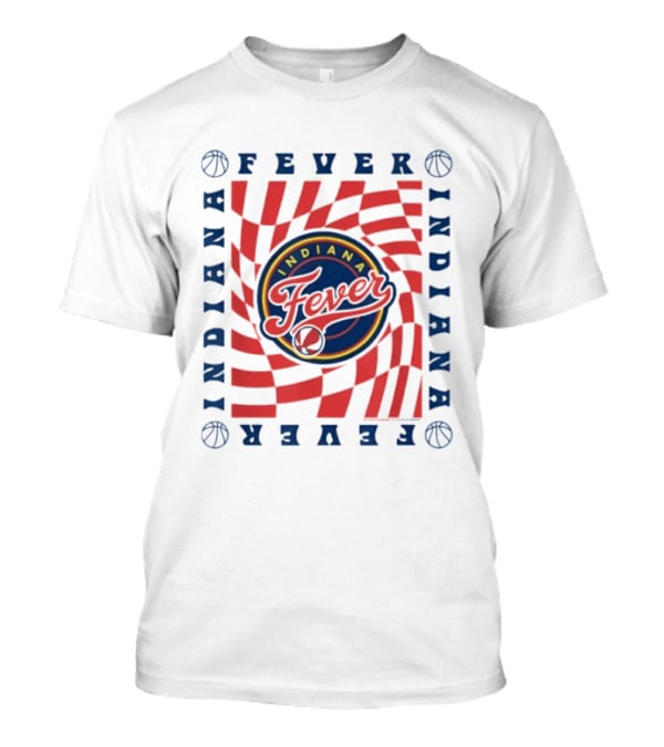 WNBA Indiana Fever Wavy Checkerboard Logo Basketball T-Shirt