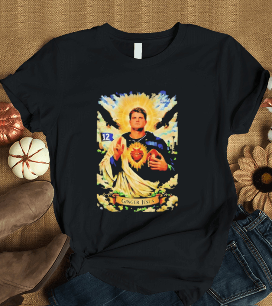 Ginger Jesus 12 Seattle Seahawks Football Halo Sacred Heart T-Shirt