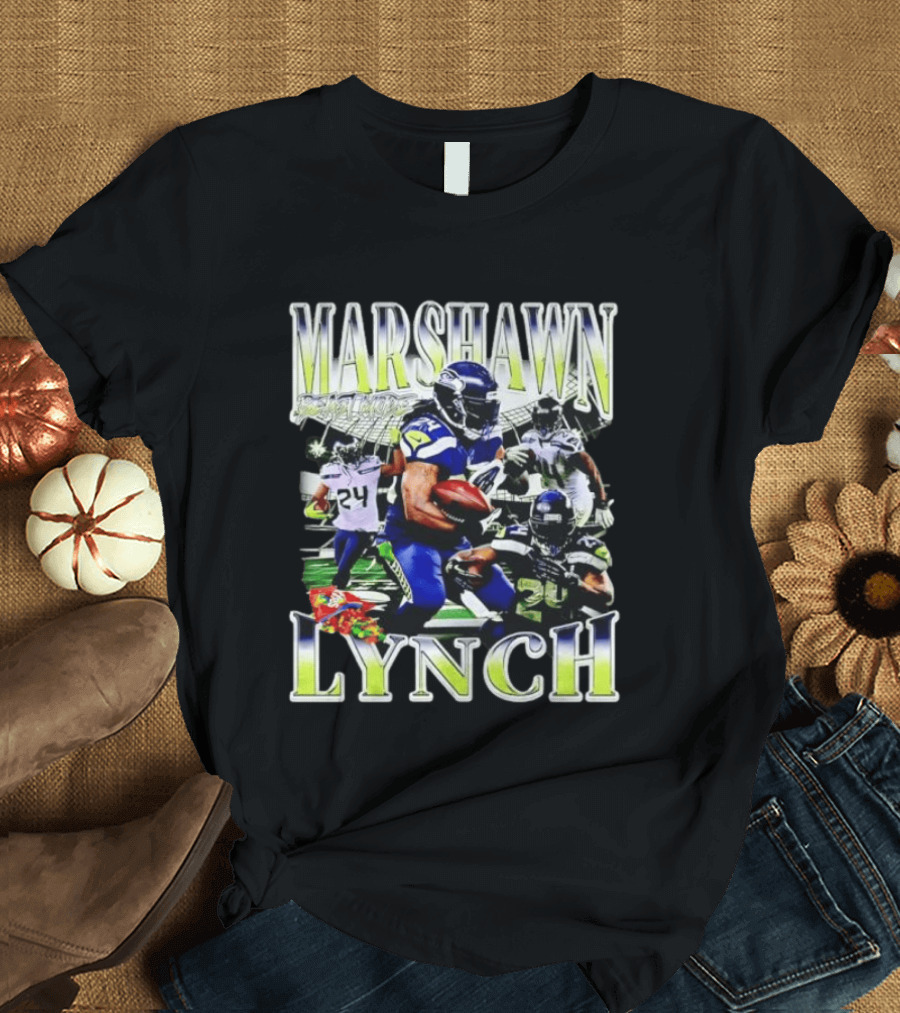 Marshawn Lynch Seattle Seahawks Football Star Running Back Legends T-Shirt