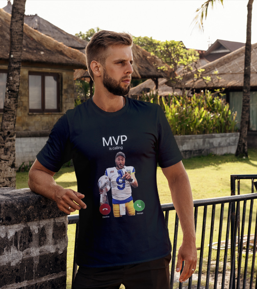 MVP Matthew Stafford Holding Trophy Los Angeles Football Celebration T-Shirt