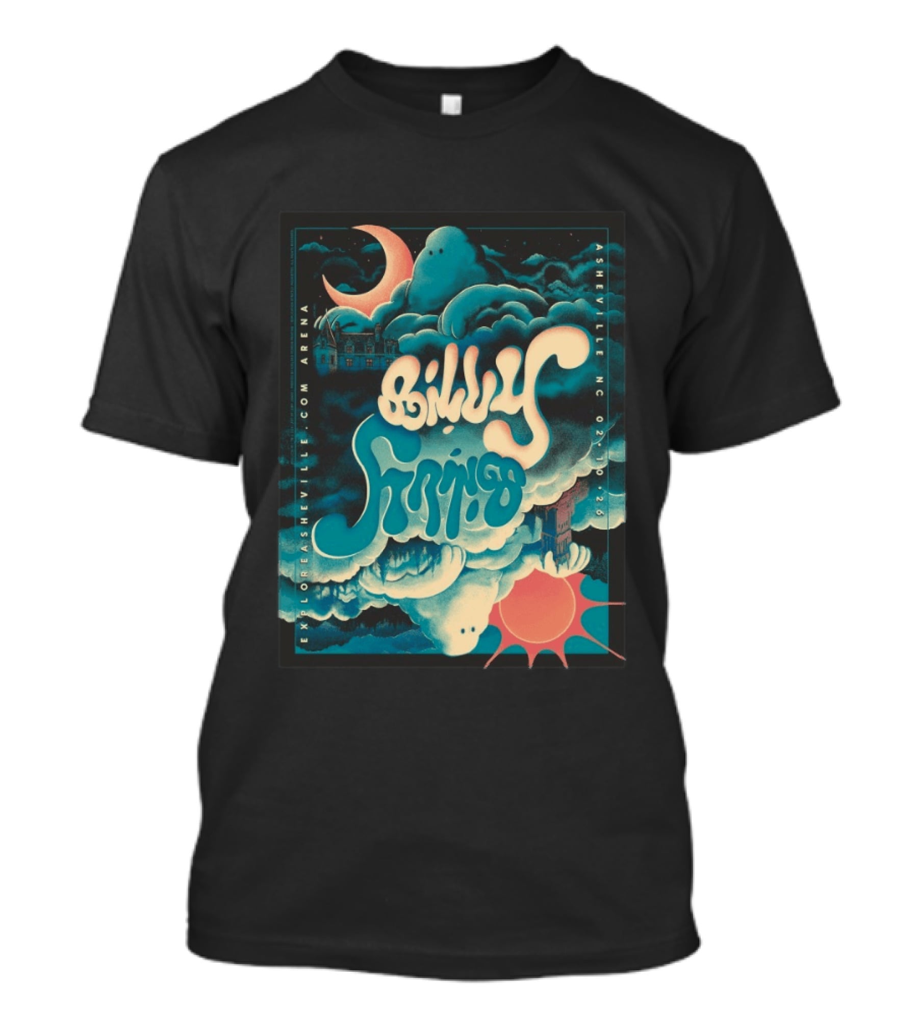 Billy Strings Tour Asheville NC February 10 2026 ExploreAsheville Arena Moon Clouds T-Shirt
