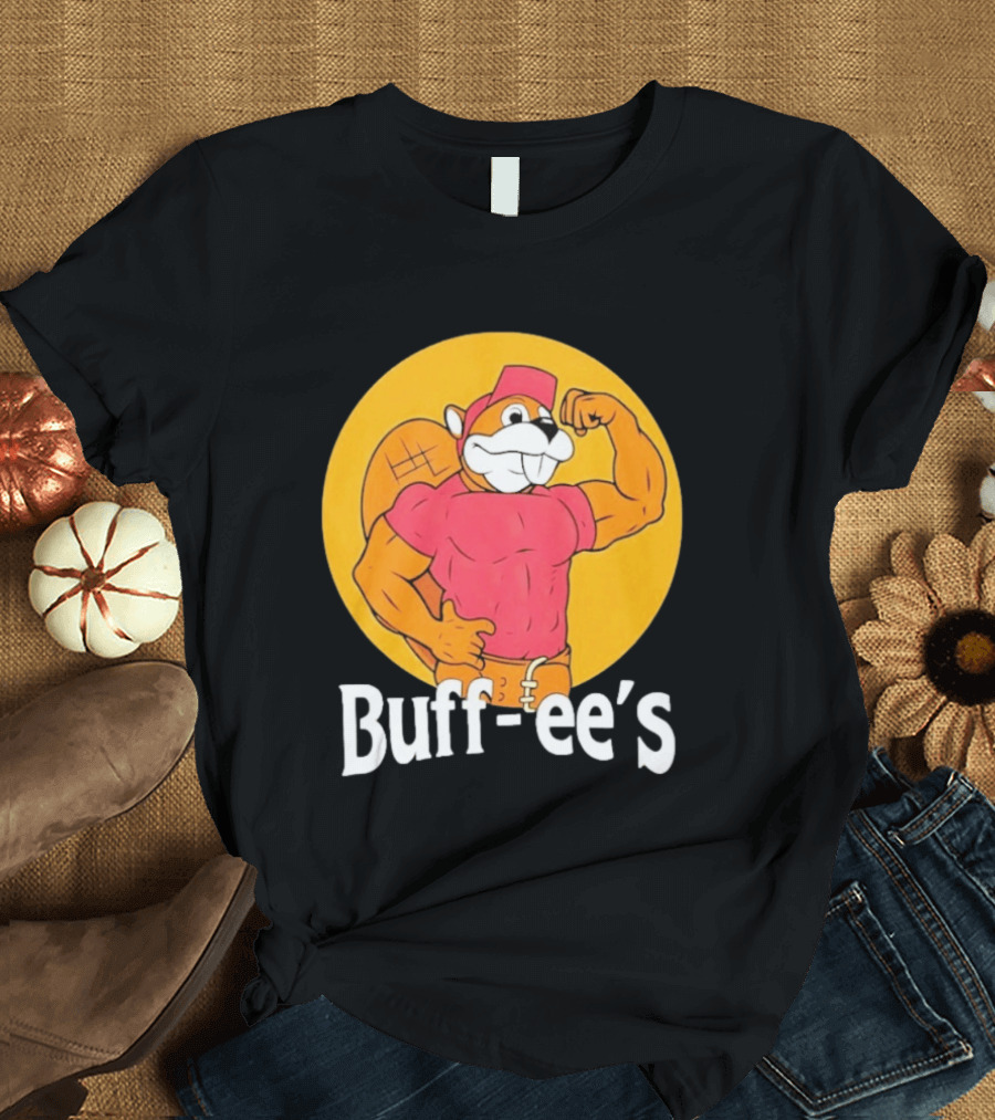 Buff Ee's Muscular Beaver Cartoon T-Shirt