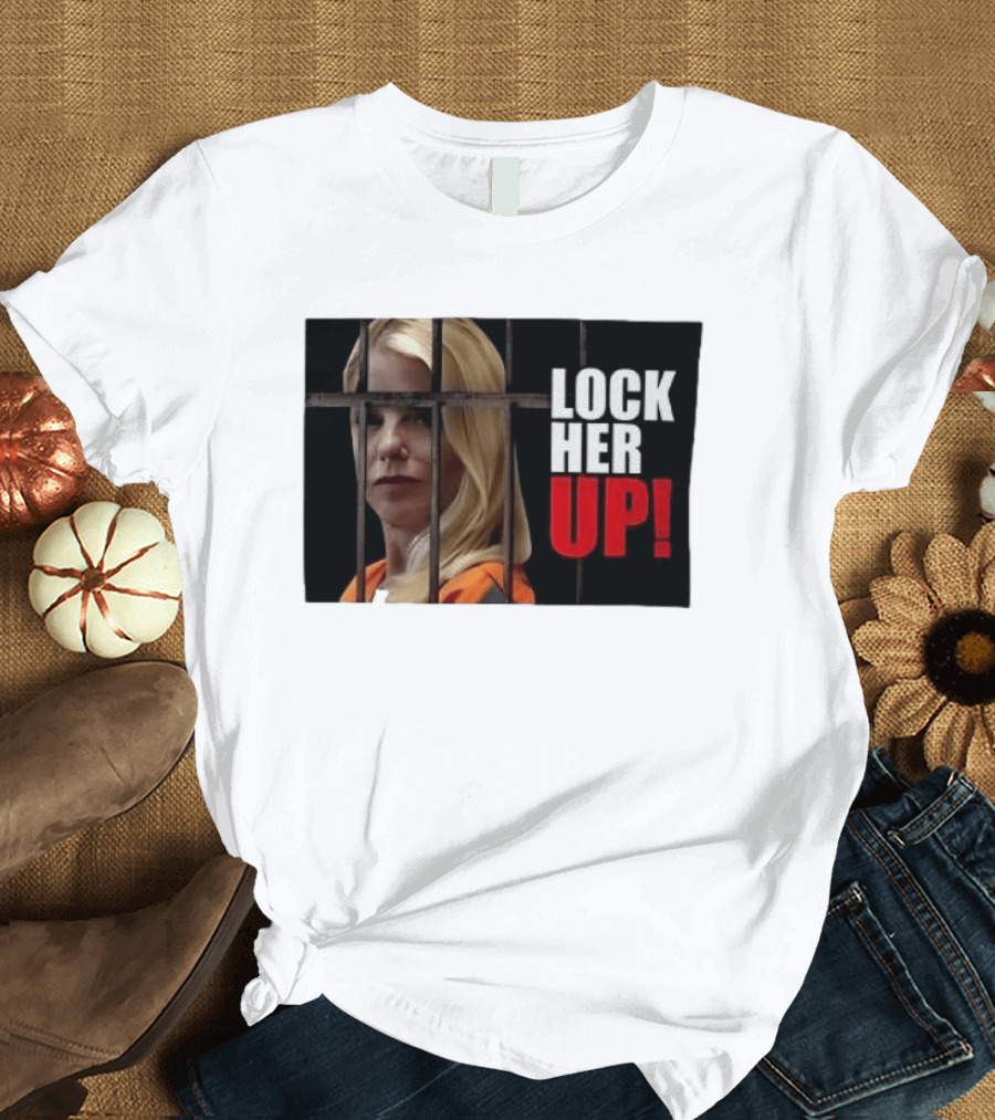 Pam Bondi Lock Her Up Prison Bars Image T-Shirt